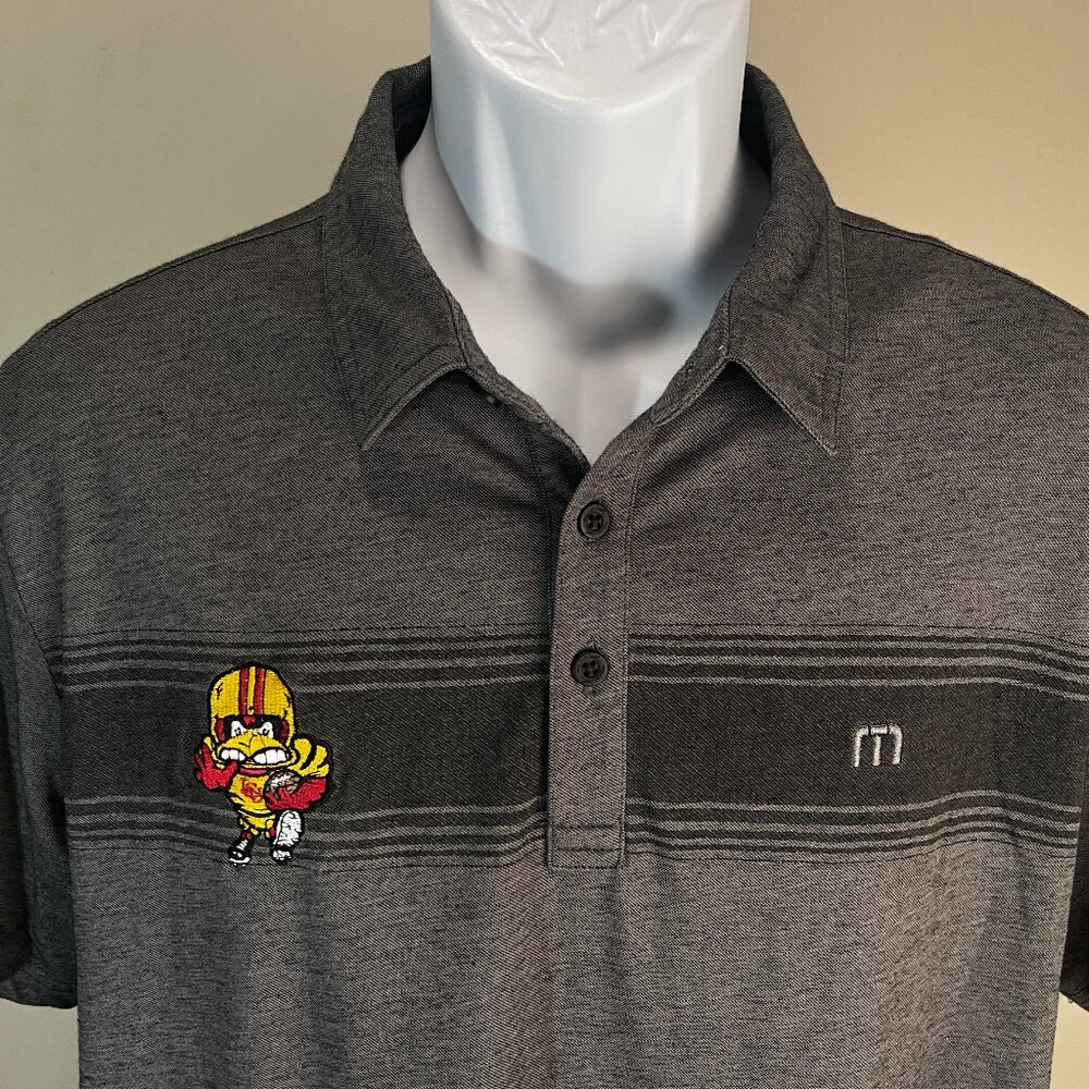 TravisMathew ISU Cyclones Golf Polo Shirt Men’s Large Gray Striped NCAA EUC ⛳️